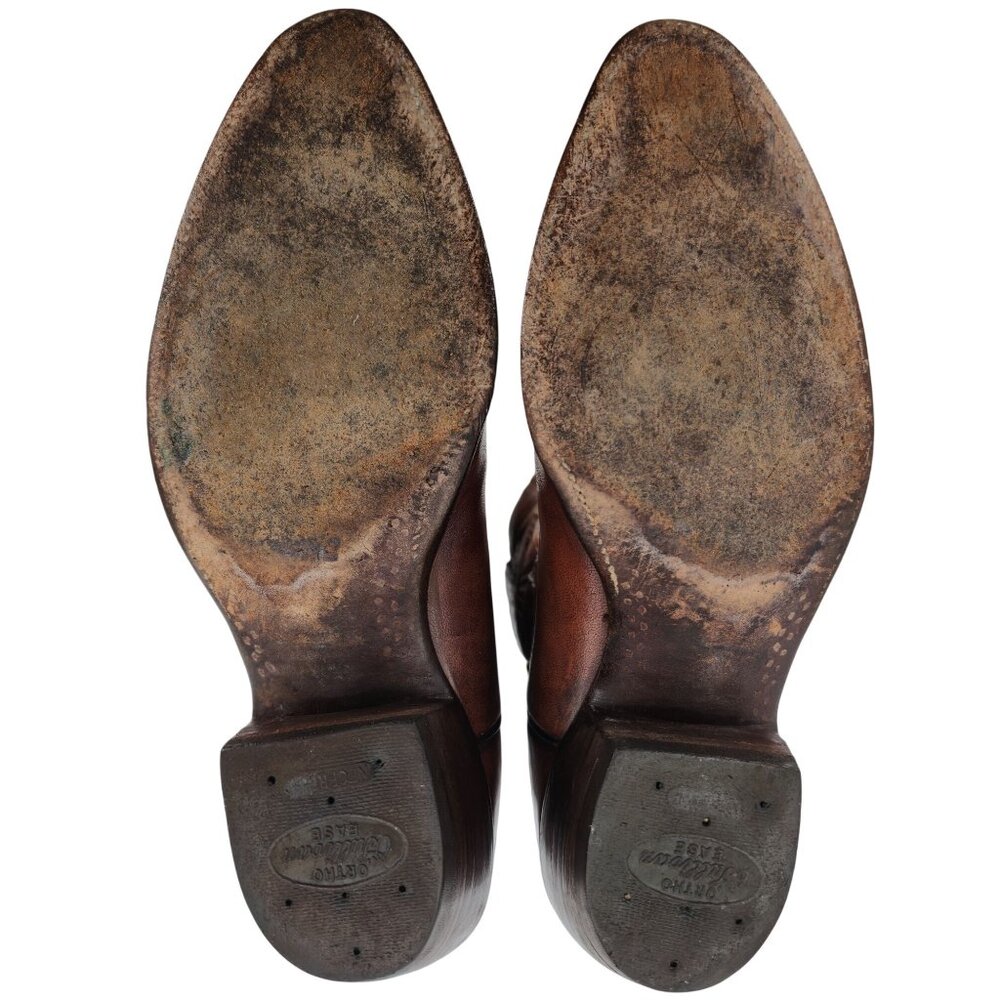 Vintage Lucchese San Antonio Men 8.5D Brown Leather Classic Cowboy Western Boots - Picture 7 of 16